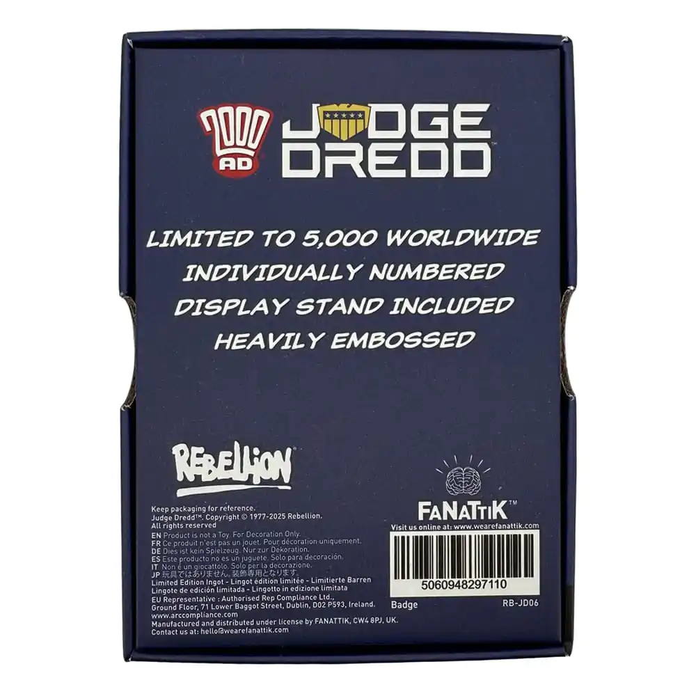 2000 AD Nachbildung Judge Dredd Abzeichen Limitierte Auflage Produktfoto