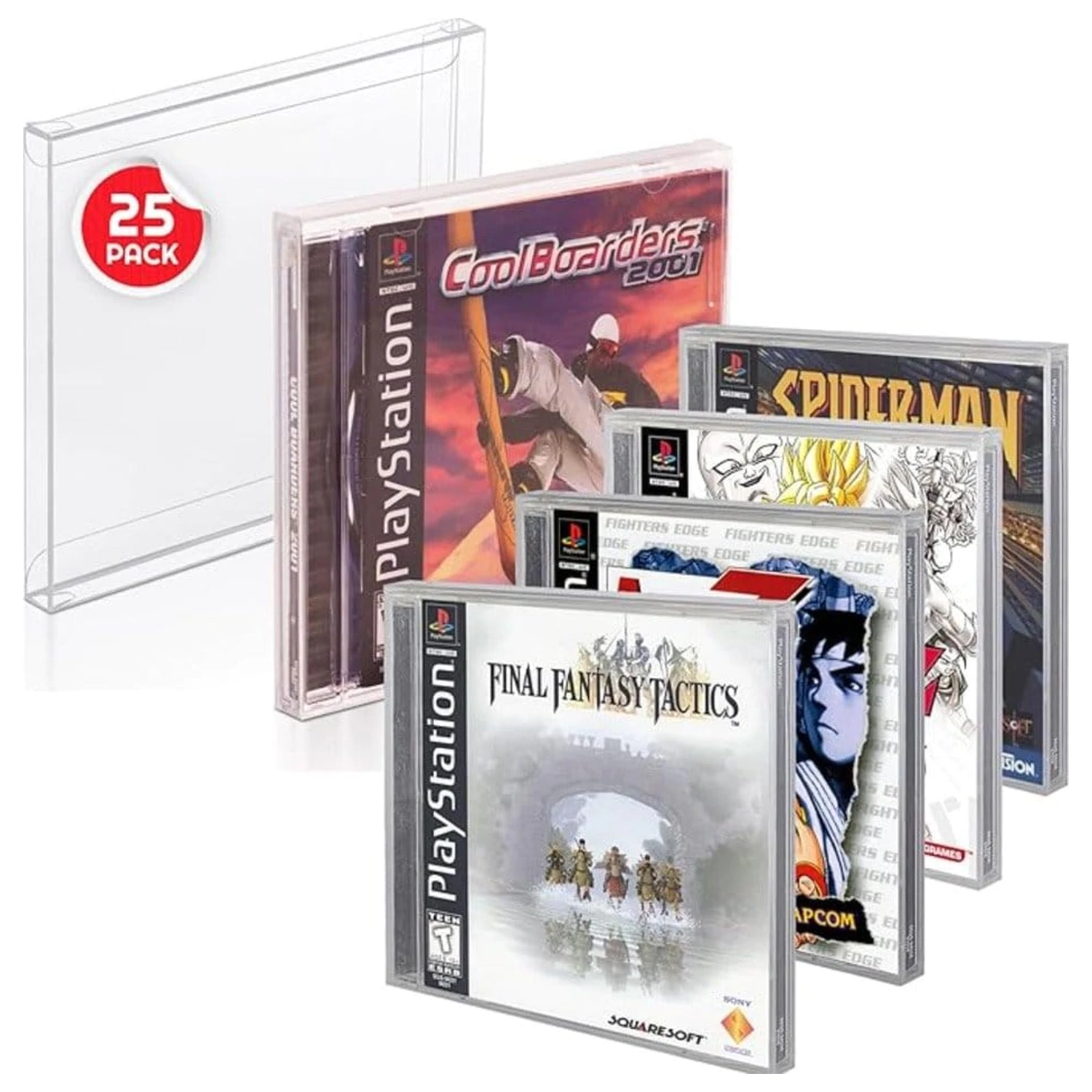 PET Schutzhüllen 25er-Pack für PS1/Einzel CD/Dreamcast (Jewel Case) Spiele Produktfoto
