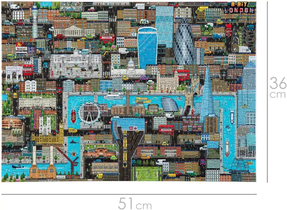 8-Bit Pixel Puzzle London Level 2 500 Teile Produktfoto