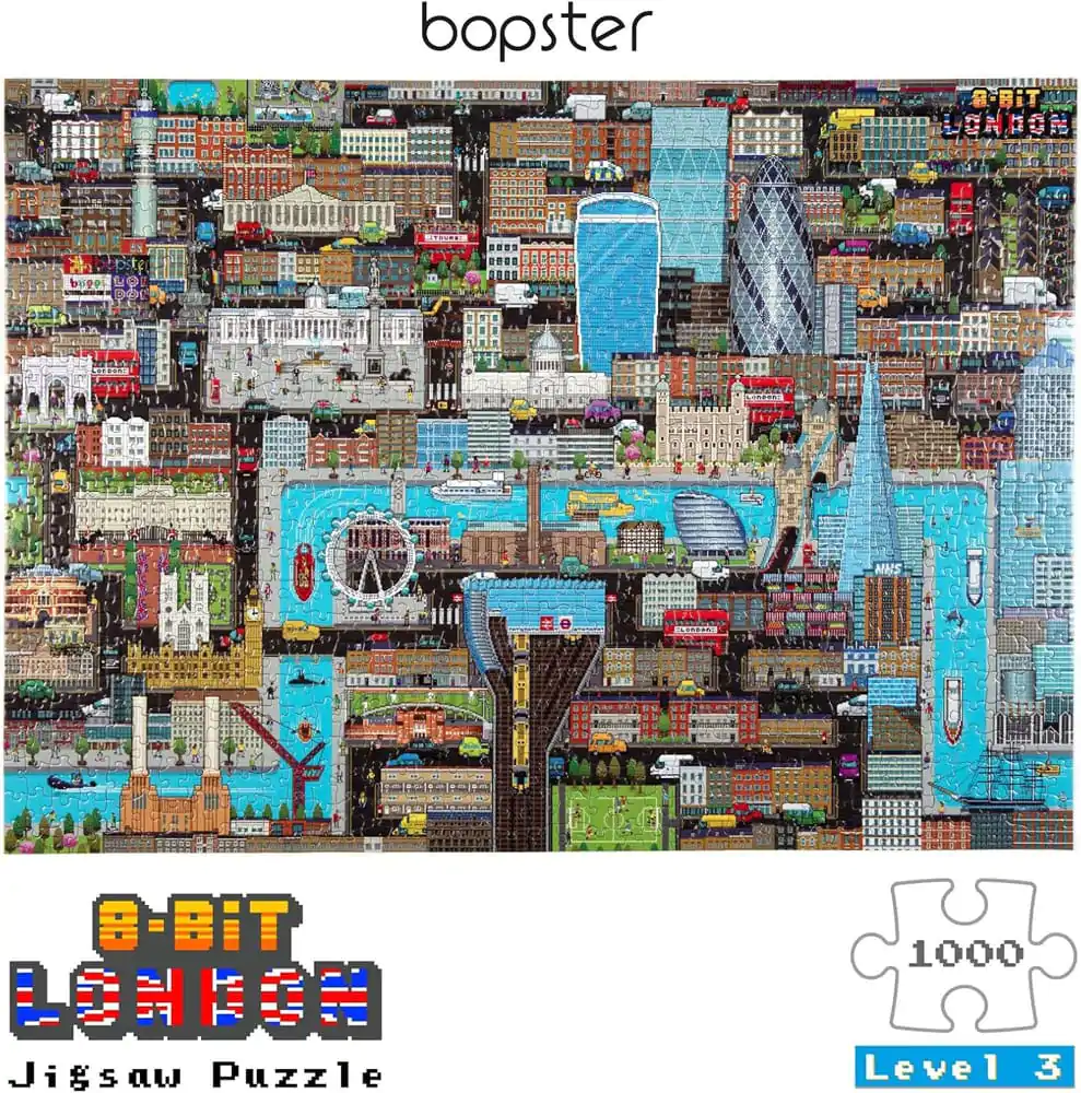 8-Bit Pixel Puzzle London Level 3 1000 Teile Produktfoto