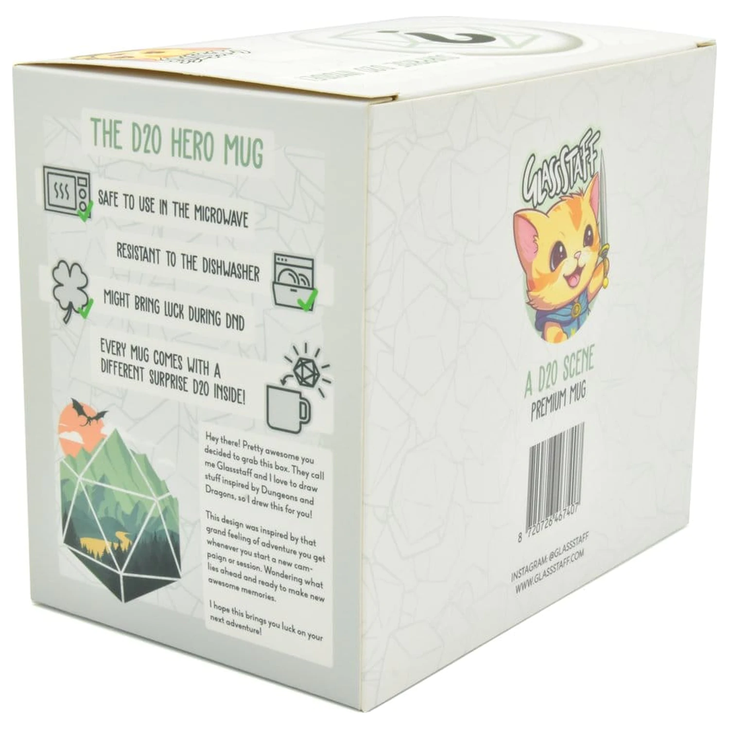 Ein D20 Szene Geschenkset Becher & Würfel Produktfoto