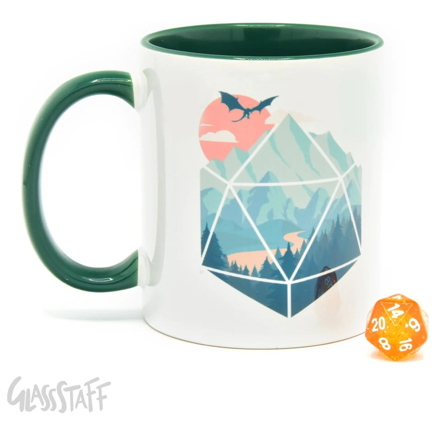 Ein D20 Szene Geschenkset Becher & Würfel Produktfoto