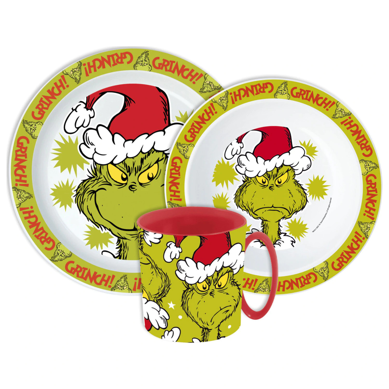 The Grinch Christmas Mischief Geschirr Set, Mikro Kunststoff Set mit Becher Produktfoto