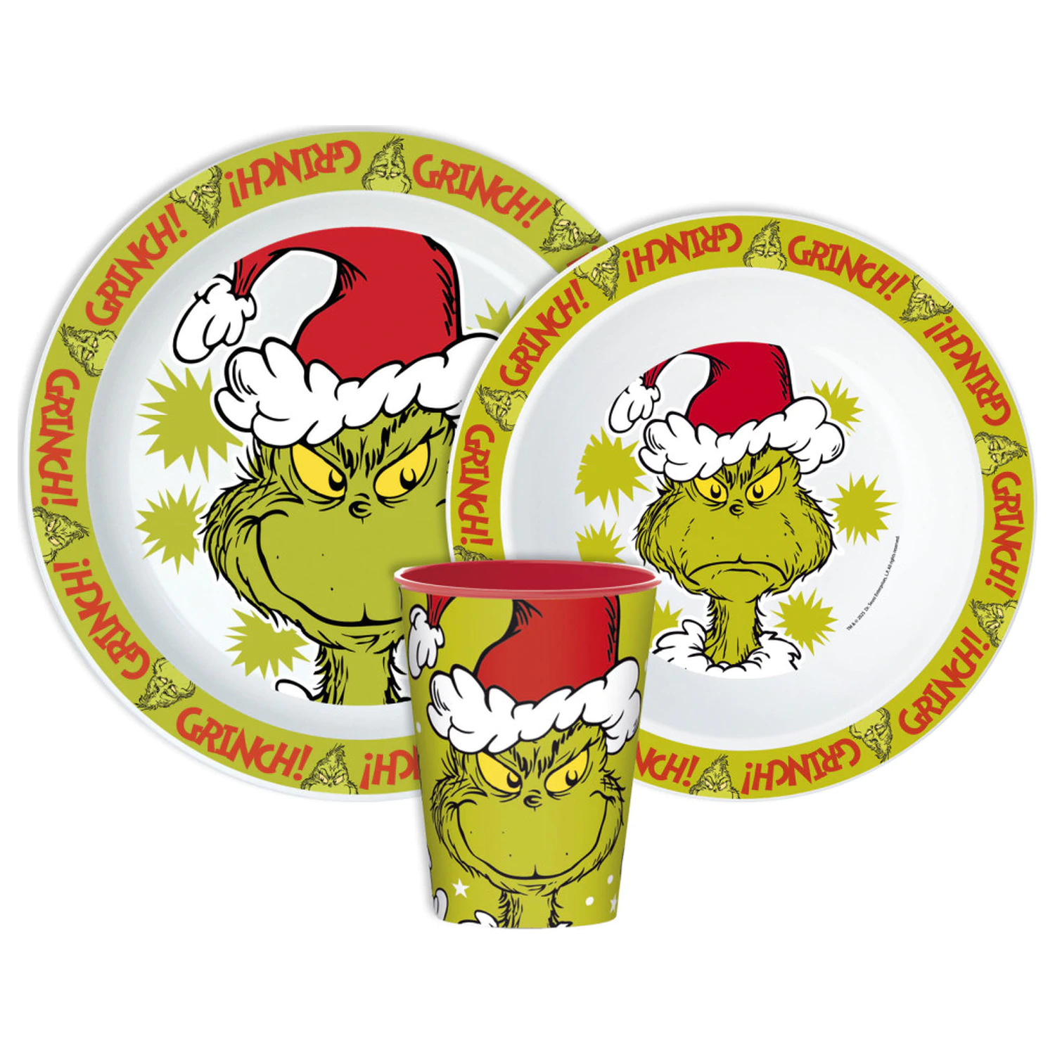 The Grinch Christmas Mischief Geschirr Set, Mikro Kunststoff Set, mit Glas Produktfoto
