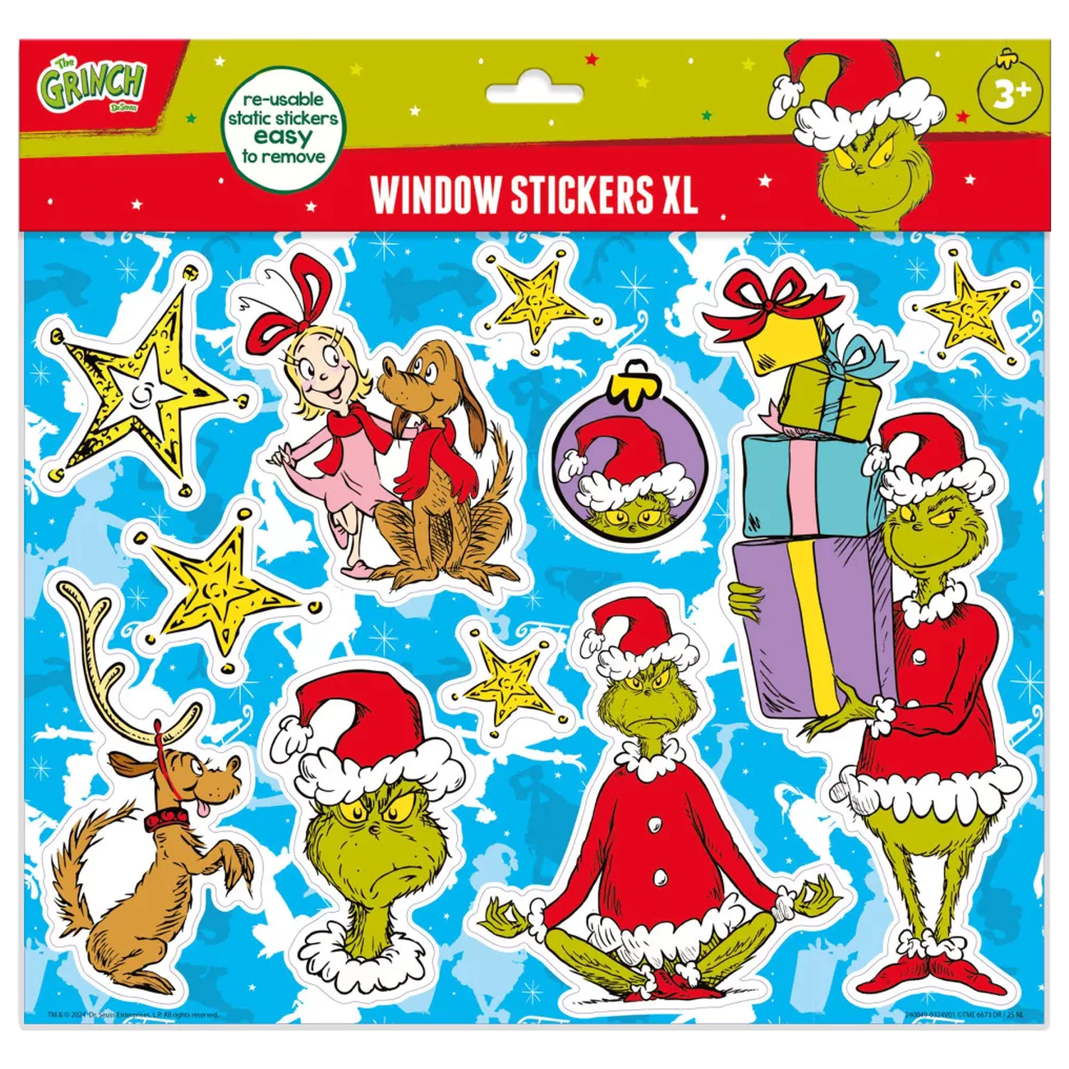 The Grinch Dr Seuss Fenster Aufkleber Set XL Produktfoto