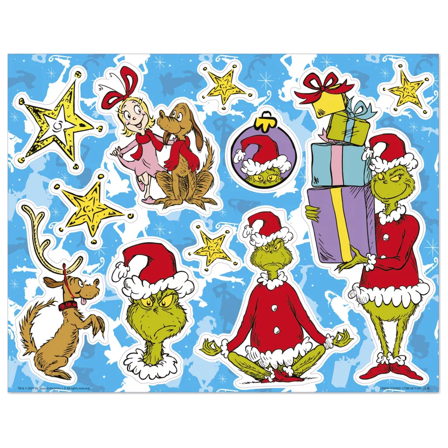 The Grinch Dr Seuss Fenster Aufkleber Set XL Produktfoto