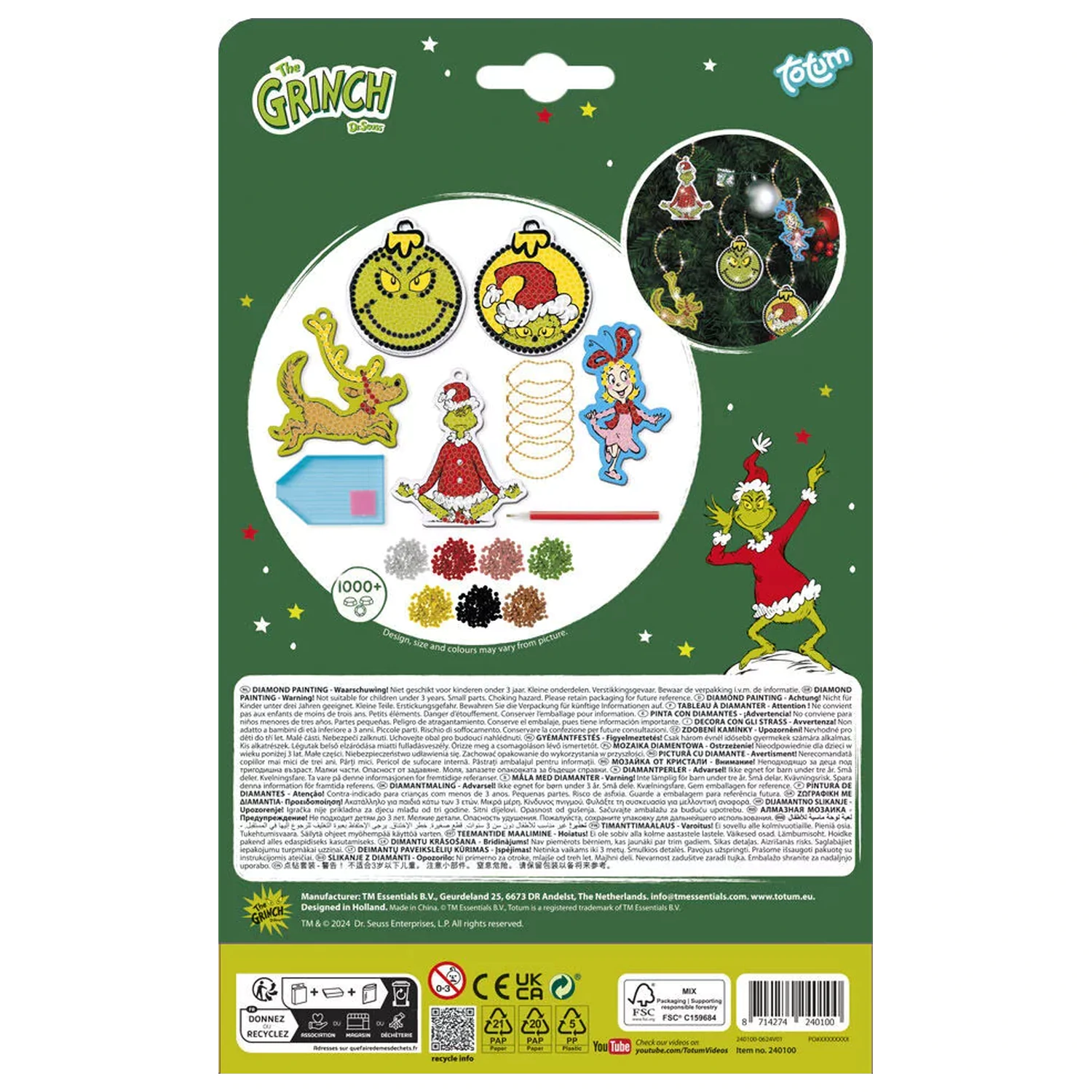 The Grinch Dr. Seuss Diamond Eye Set mit Aufhänger Produktfoto
