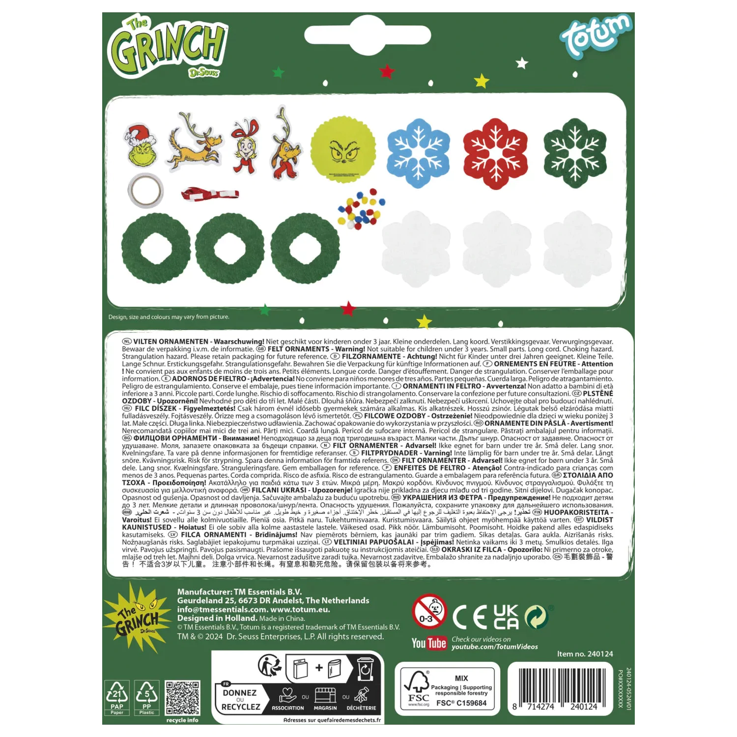 The Grinch Dr. Seuss Weihnachtsbaumschmuck 5-teiliges Set Produktfoto
