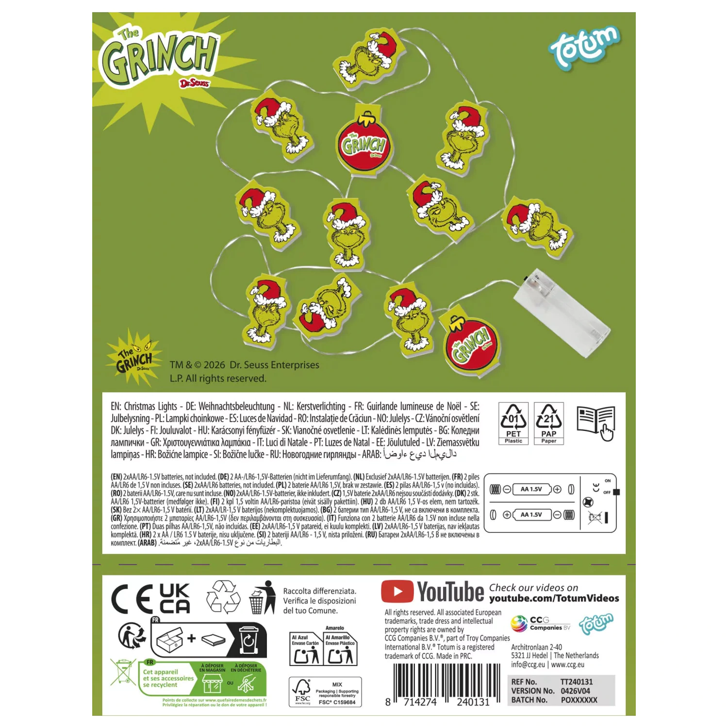 The Grinch Dr Seuss Christmas LED Lichterketten Produktfoto