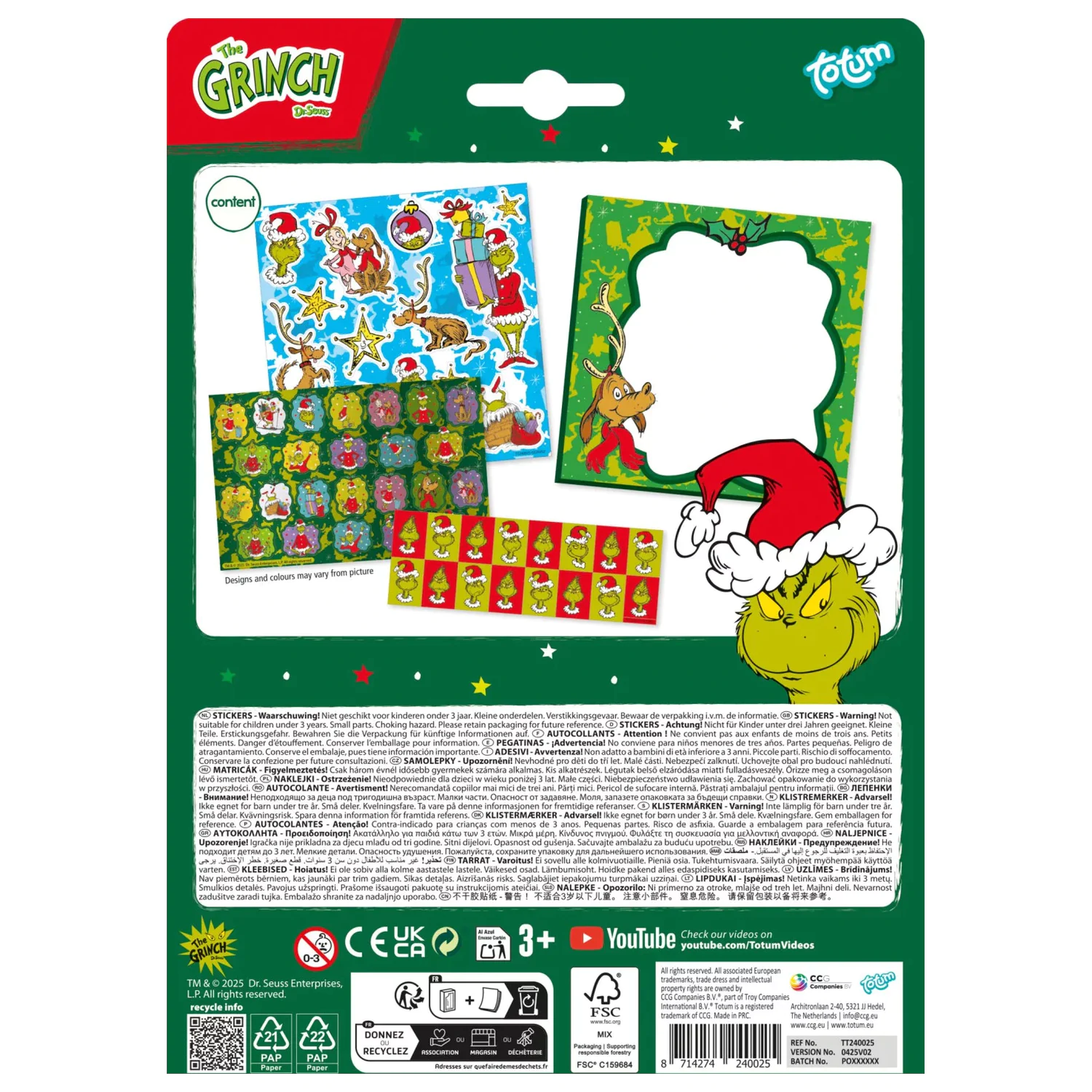 The Grinch Dr. Seuss Sticker Set Produktfoto