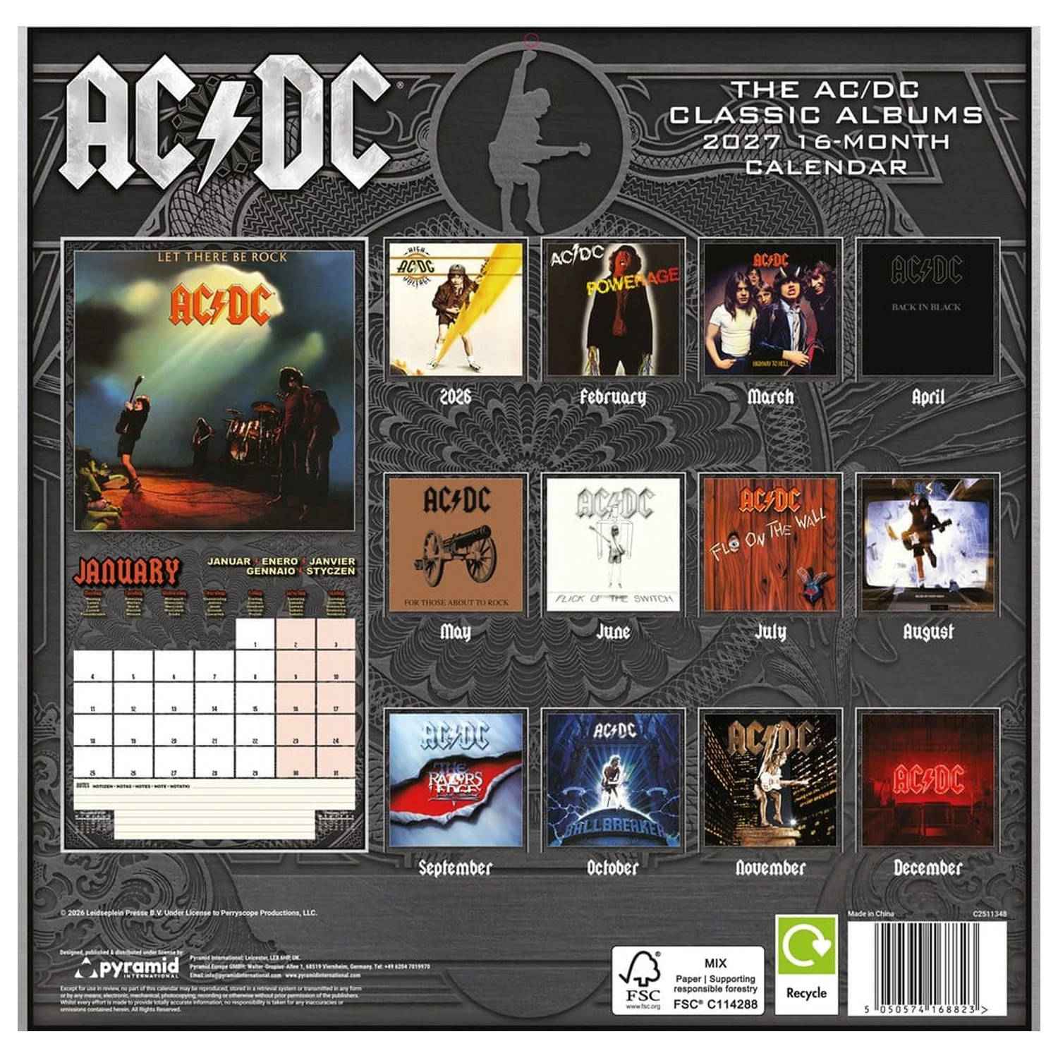 AC/DC Kalender Albums 2027 30 x 30 cm Produktfoto