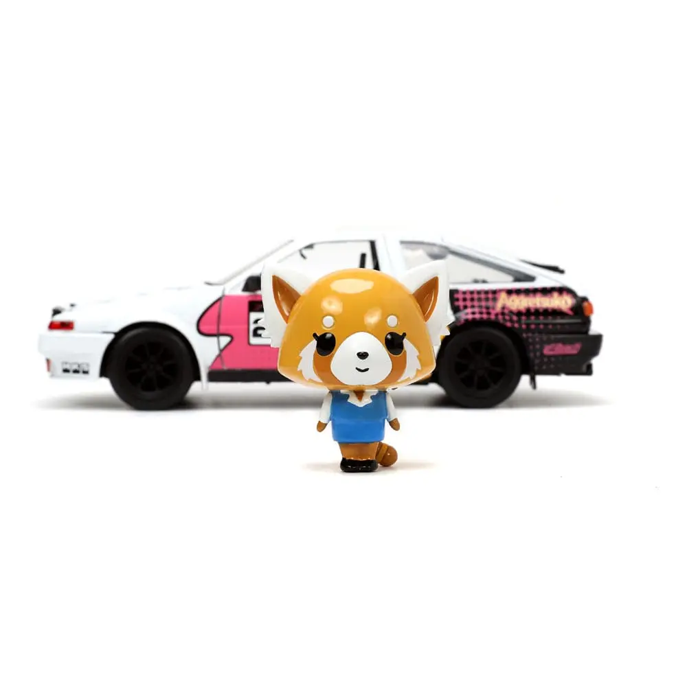 Aggretsuko Hollywood Rides Diecast Model 1/24 1986 Toyota Trueno with Aggretsuko Figur Produktfoto