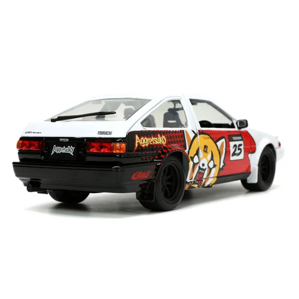 Aggretsuko Hollywood Rides Diecast Model 1/24 1986 Toyota Trueno with Aggretsuko Figur Produktfoto