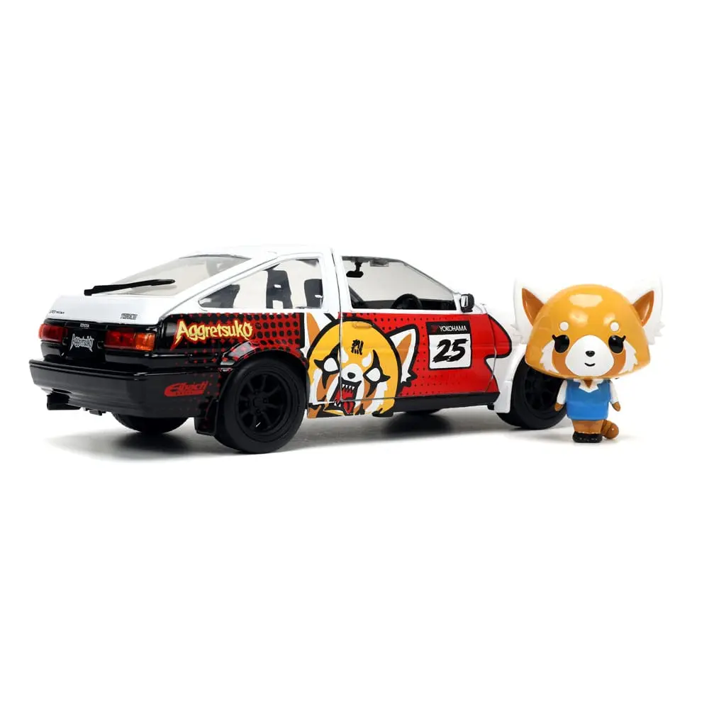 Aggretsuko Hollywood Rides Diecast Model 1/24 1986 Toyota Trueno with Aggretsuko Figur Produktfoto