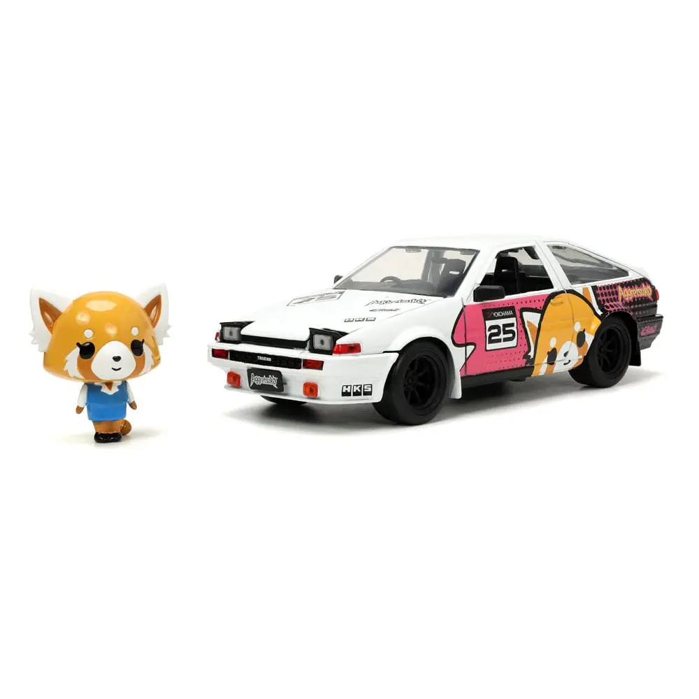 Aggretsuko Hollywood Rides Diecast Model 1/24 1986 Toyota Trueno with Aggretsuko Figur Produktfoto