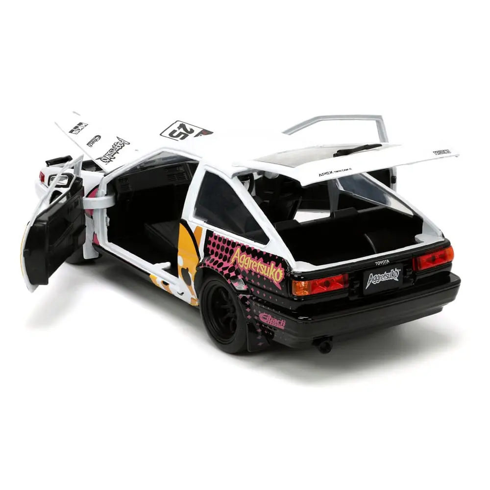 Aggretsuko Hollywood Rides Diecast Model 1/24 1986 Toyota Trueno with Aggretsuko Figur Produktfoto