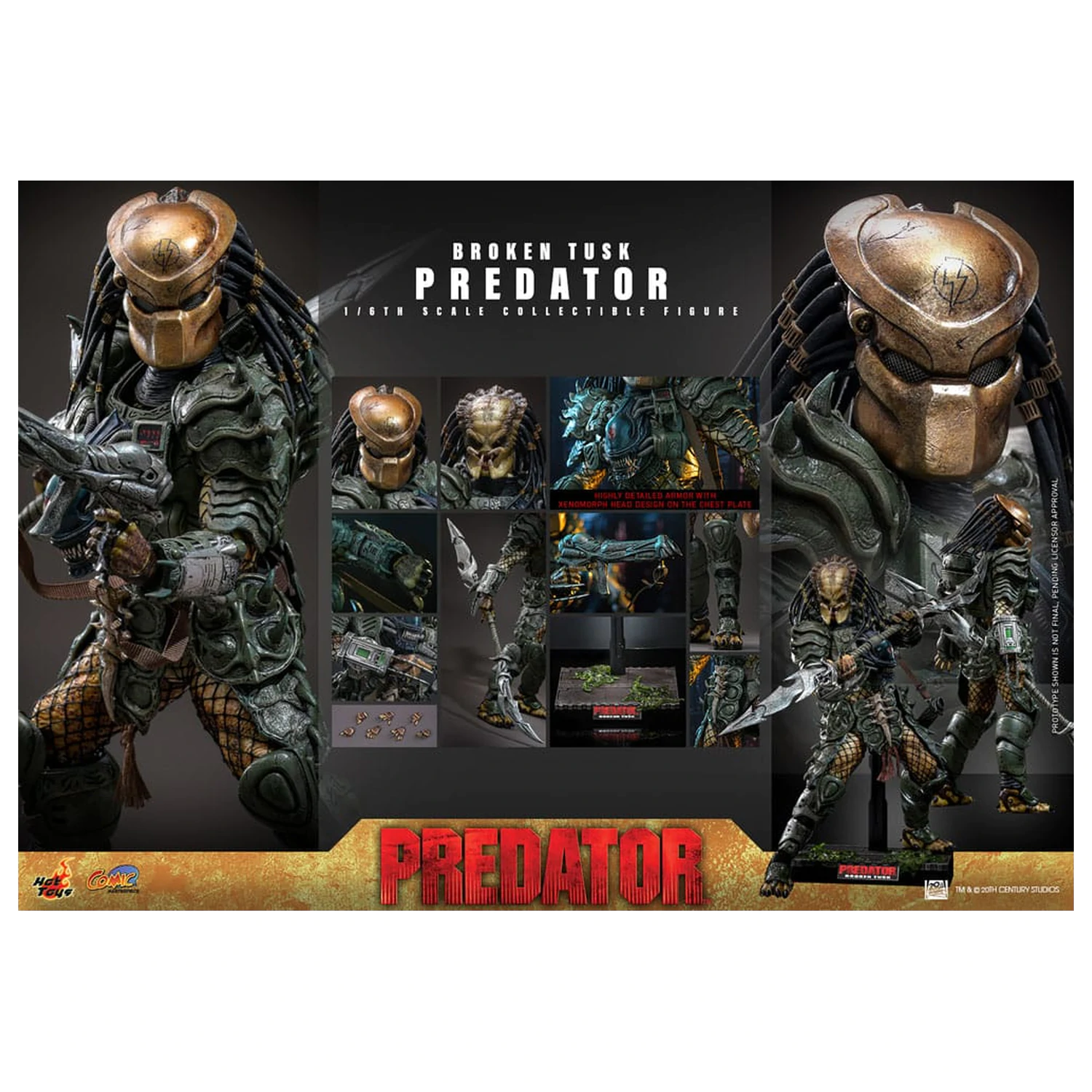 Alien vs. Predator Comic Masterpiece Actionfigur 1/6 Broken Tusk Predator 35 cm Produktfoto