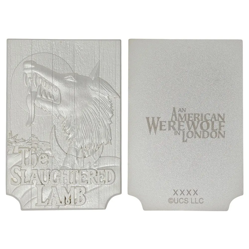 American Werewolf Replik Metallbarren Slaughtered Lamb Pub Sign (versilbert) Produktfoto