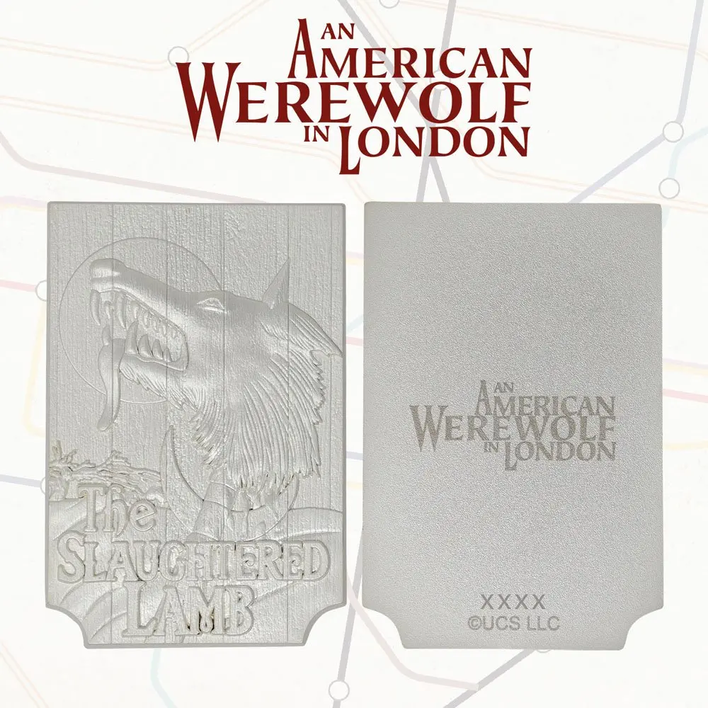 American Werewolf Replik Metallbarren Slaughtered Lamb Pub Sign (versilbert) Produktfoto