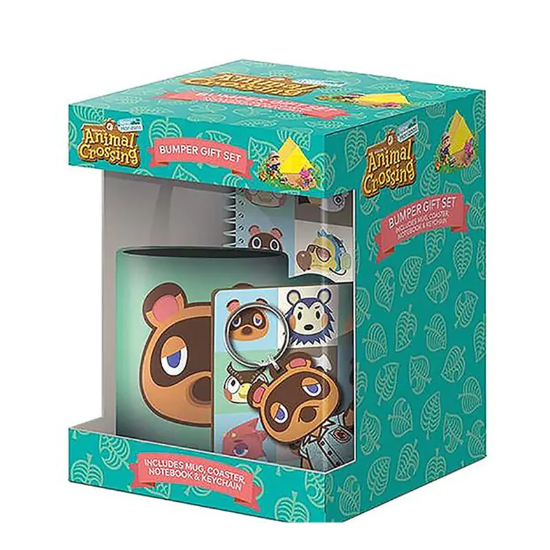 Animal Crossing Tasse, Notizbuch, Schlüsselanhänger und Untersetzer Set Produktfoto