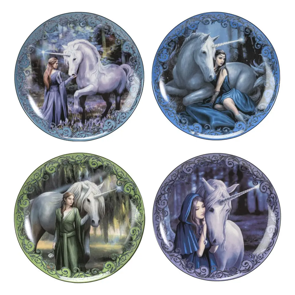 Anne Stokes Teller 4er-Pack Unicorn and Maiden Produktfoto