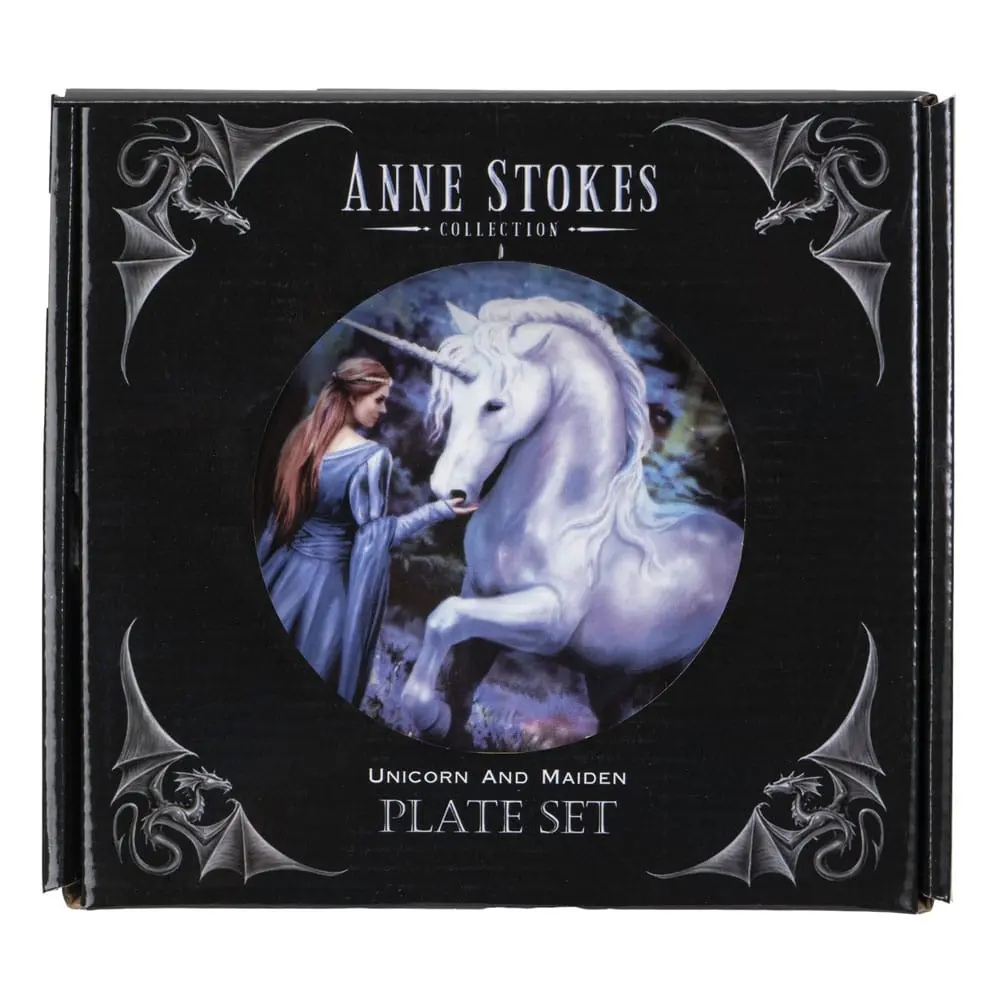Anne Stokes Teller 4er-Pack Unicorn and Maiden Produktfoto