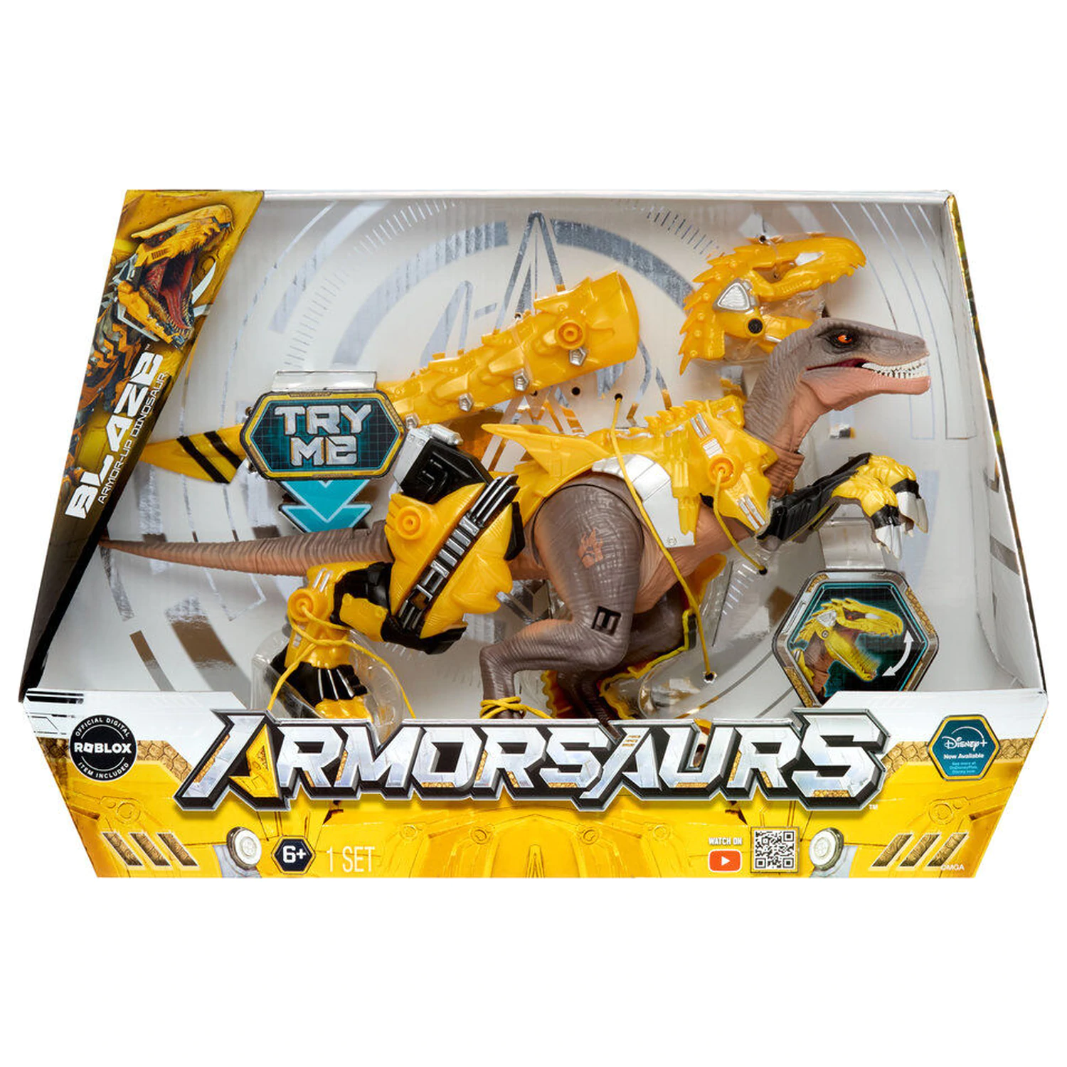 Armorsaurs Dinosaur Yellow Raptor Blaze Figur Produktfoto