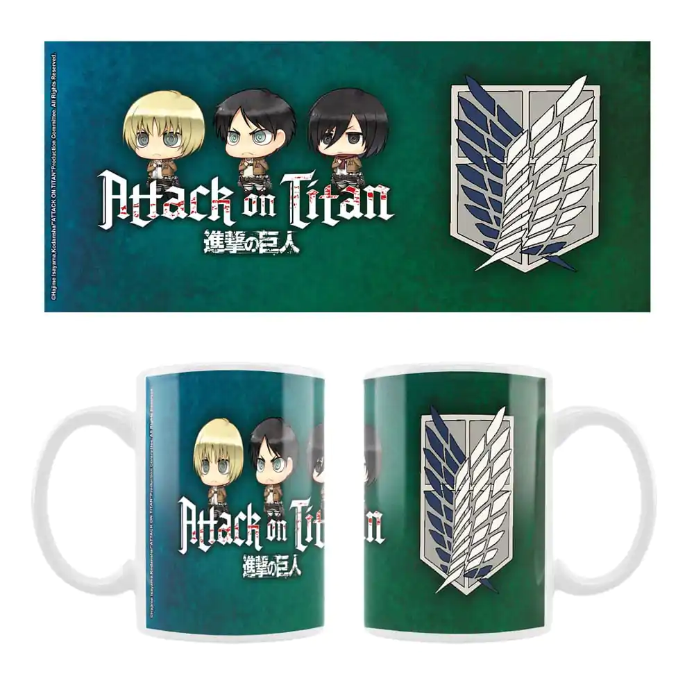 Attack on Titan Keramiktasse Eren, Mikasa & Armin Chibi Style termékfotó