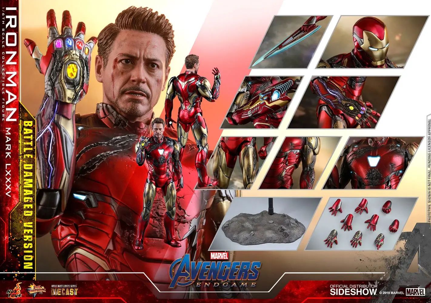 Avengers: Endgame MMS Diecast Actionfigur 1/6 Iron Man Mark LXXXV Battle Damaged Ver. 32 cm Produktfoto