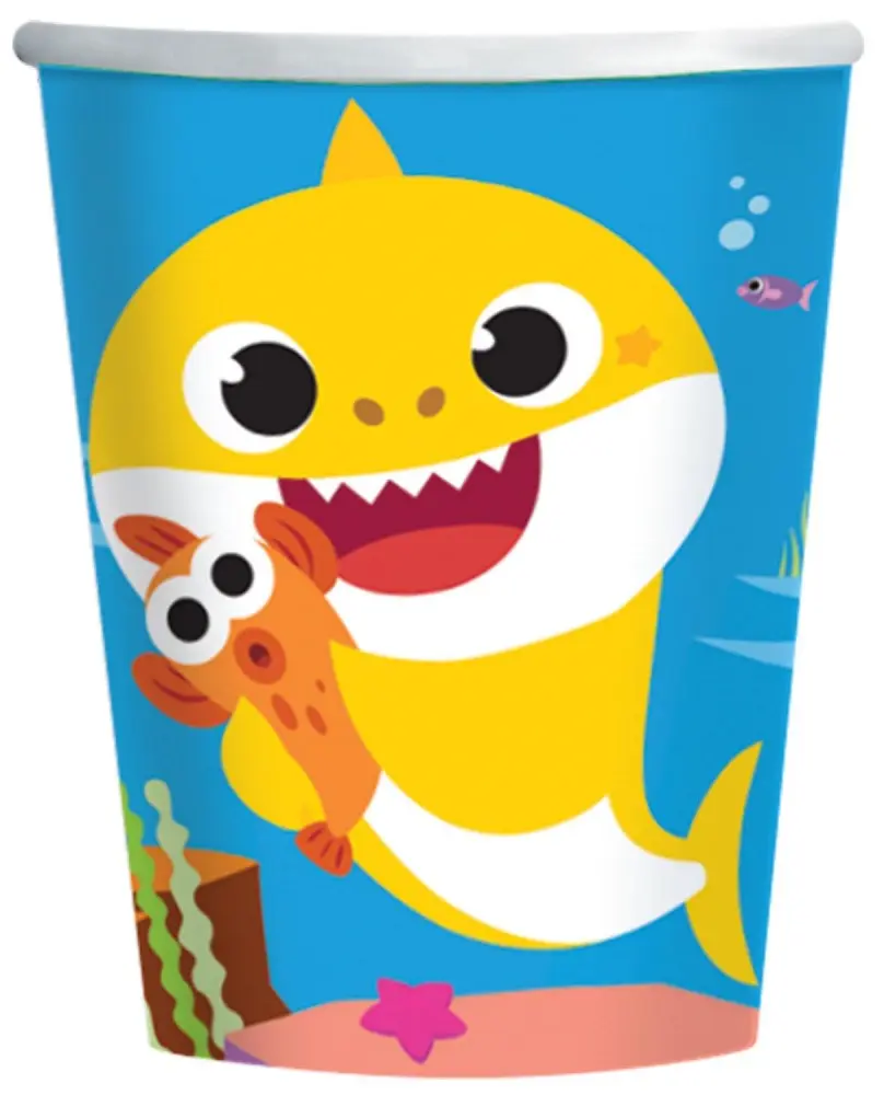 Baby Shark Papierbecher 8 Stück 250 ml Produktfoto