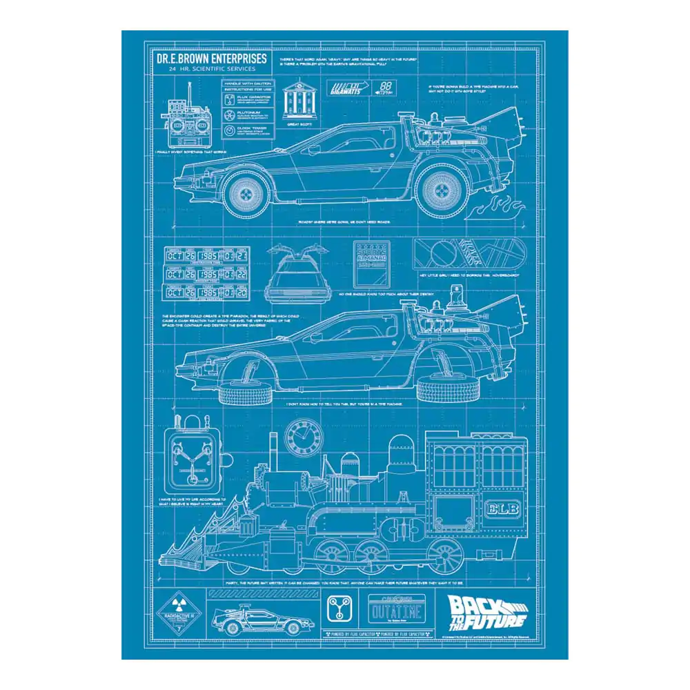 Back To The Future Kunstdruck Time Machine Blueprint Limitierte Auflage 42 x 30 cm Produktfoto