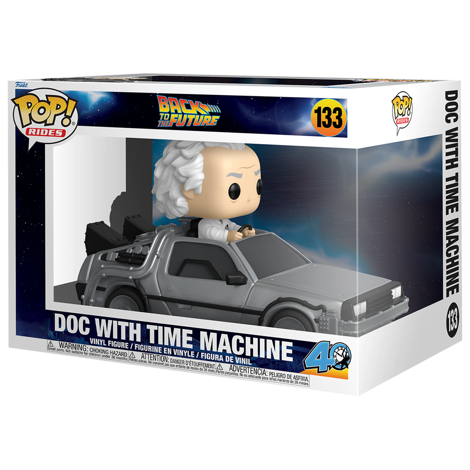 Zurück in die Zukunft Funko POP! Rides Deluxe Vinyl Figur Doc mit Zeitmaschine 9 cm Produktfoto