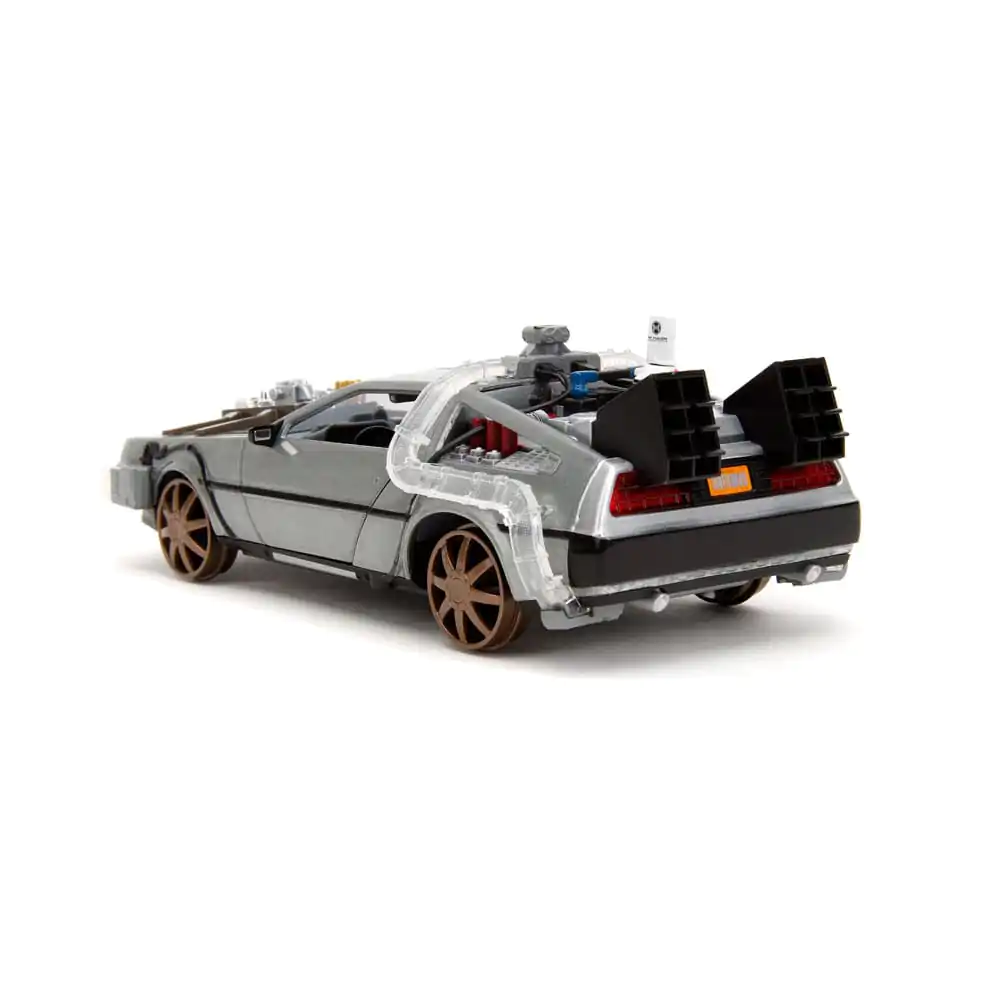 Zurück in die Zukunft III Hollywood Rides Diecast Modell 1/24 DeLorean Time Machine Railroad Wheels termékfotó