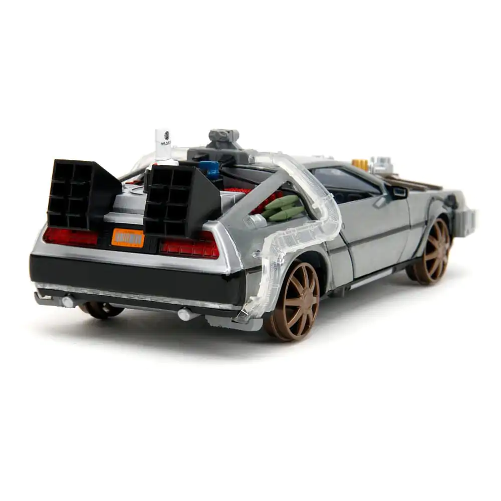 Zurück in die Zukunft III Hollywood Rides Diecast Modell 1/24 DeLorean Time Machine Railroad Wheels termékfotó