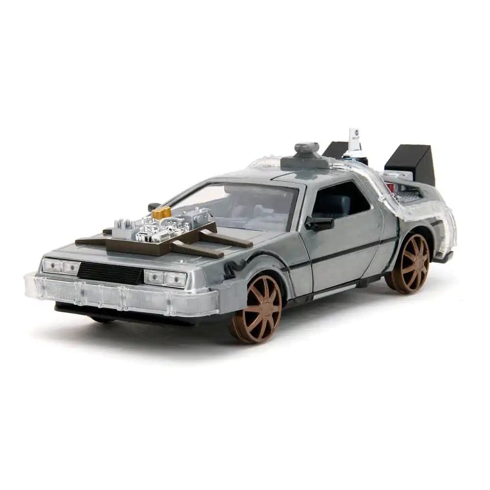 Zurück in die Zukunft III Hollywood Rides Diecast Modell 1/24 DeLorean Time Machine Railroad Wheels termékfotó