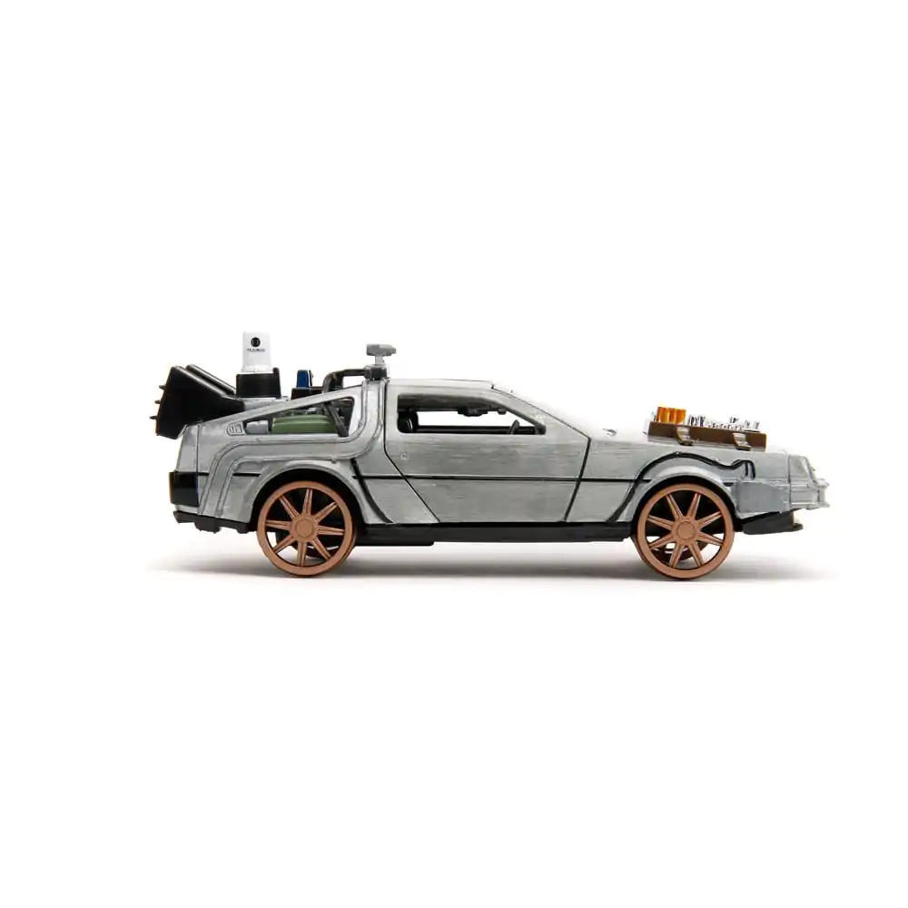 Zurück in die Zukunft III Hollywood Rides Diecast Modell 1/32 DeLorean Time Machine Railroad Wheels termékfotó