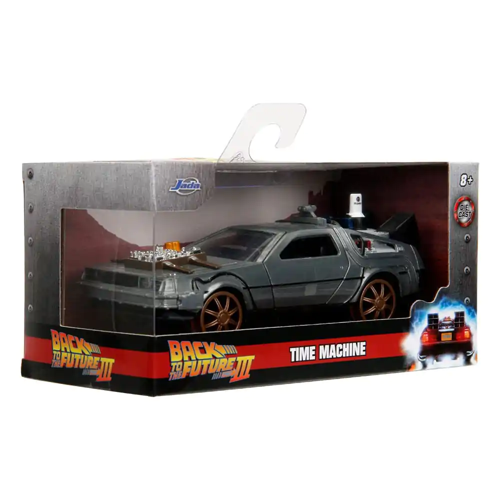 Zurück in die Zukunft III Hollywood Rides Diecast Modell 1/32 DeLorean Time Machine Railroad Wheels termékfotó