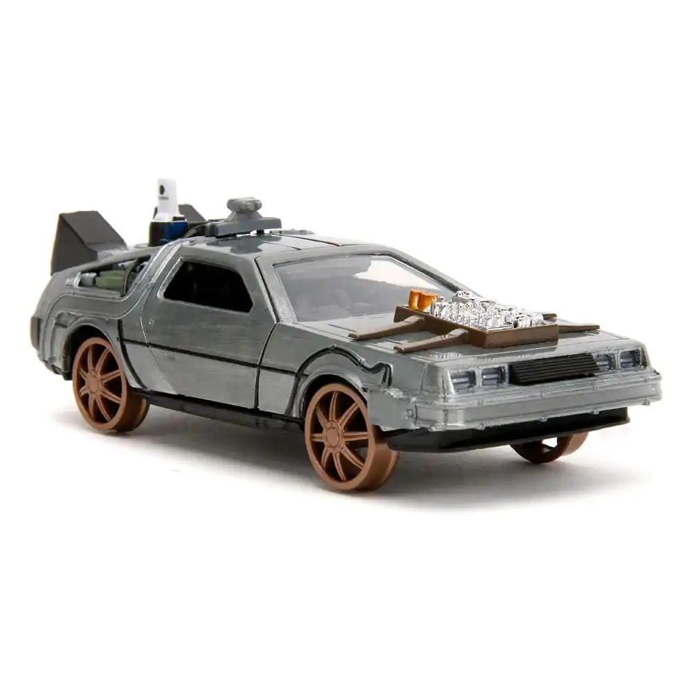 Zurück in die Zukunft III Hollywood Rides Diecast Modell 1/32 DeLorean Time Machine Railroad Wheels termékfotó