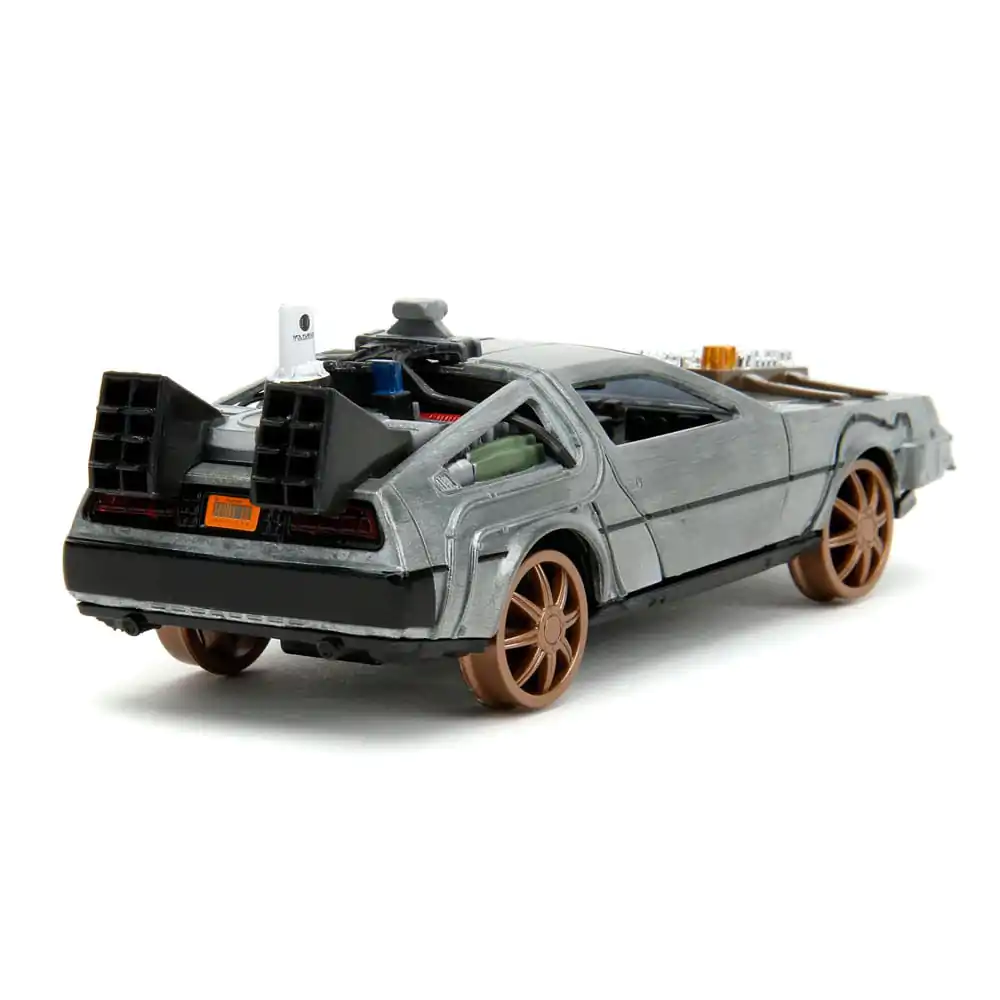 Zurück in die Zukunft III Hollywood Rides Diecast Modell 1/32 DeLorean Time Machine Railroad Wheels termékfotó