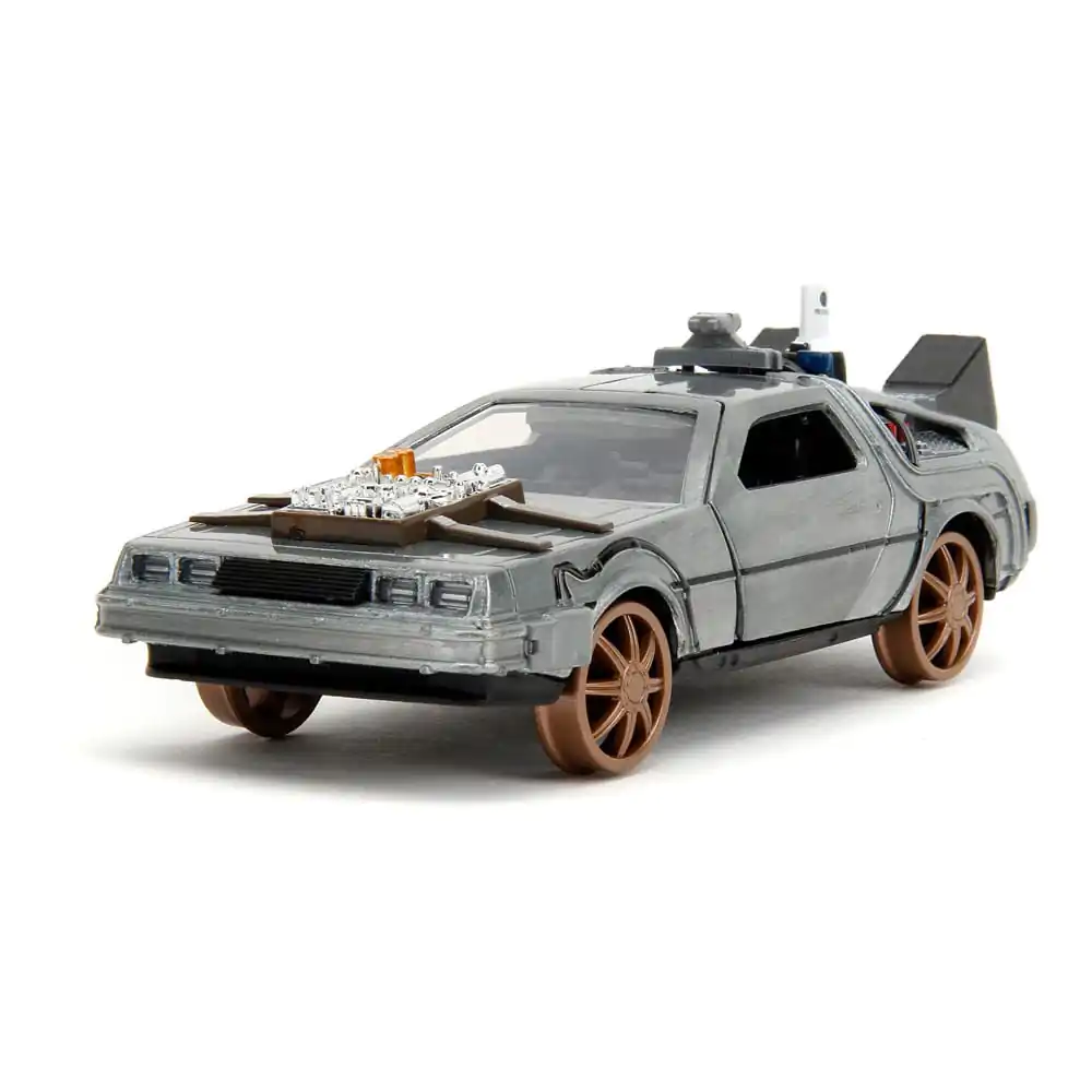 Zurück in die Zukunft III Hollywood Rides Diecast Modell 1/32 DeLorean Time Machine Railroad Wheels termékfotó