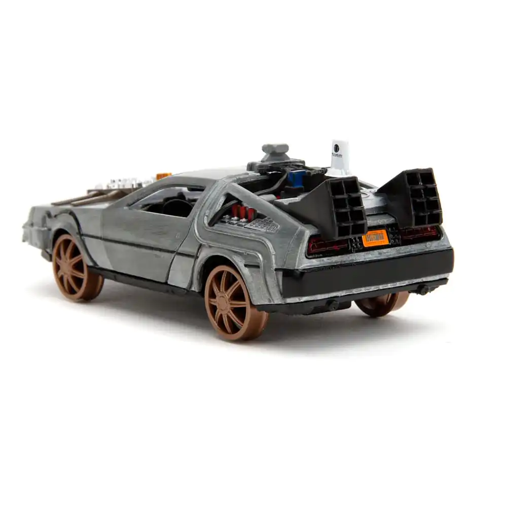 Zurück in die Zukunft III Hollywood Rides Diecast Modell 1/32 DeLorean Time Machine Railroad Wheels termékfotó