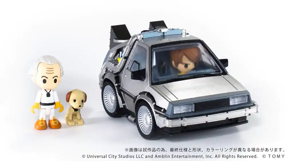 Back to the Future Q-Village Fahrzeuge mit Minifiguren Time Machine Deluxe Set 9 cm Produktfoto
