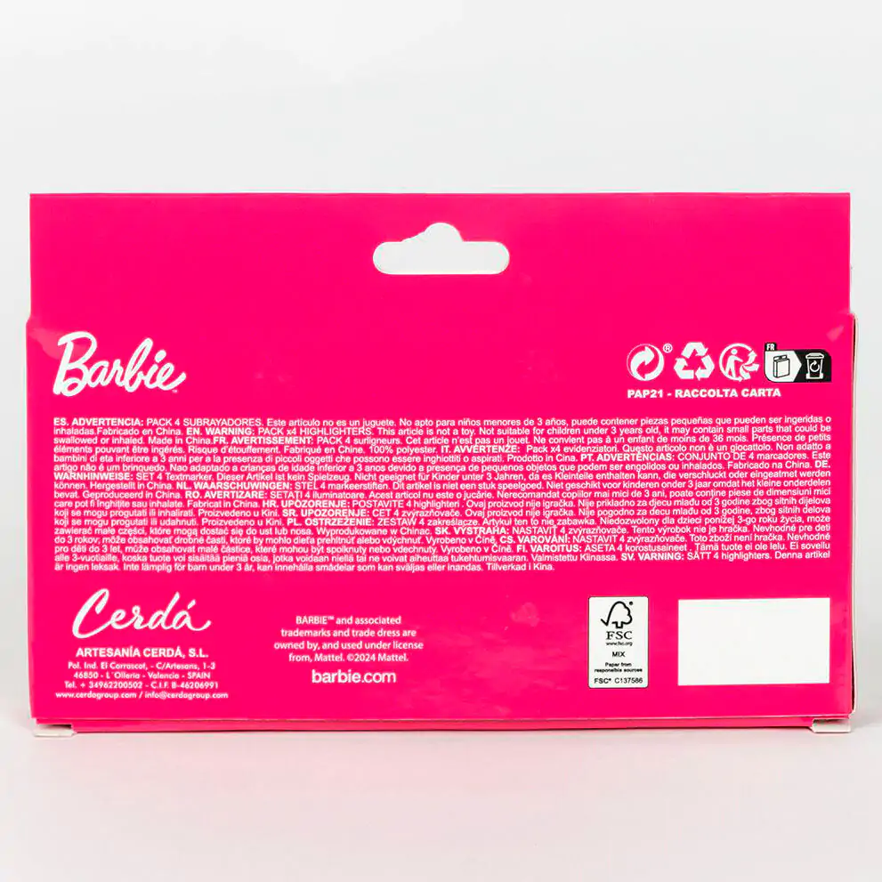 Barbie 4-er Pack Textmarker termékfotó