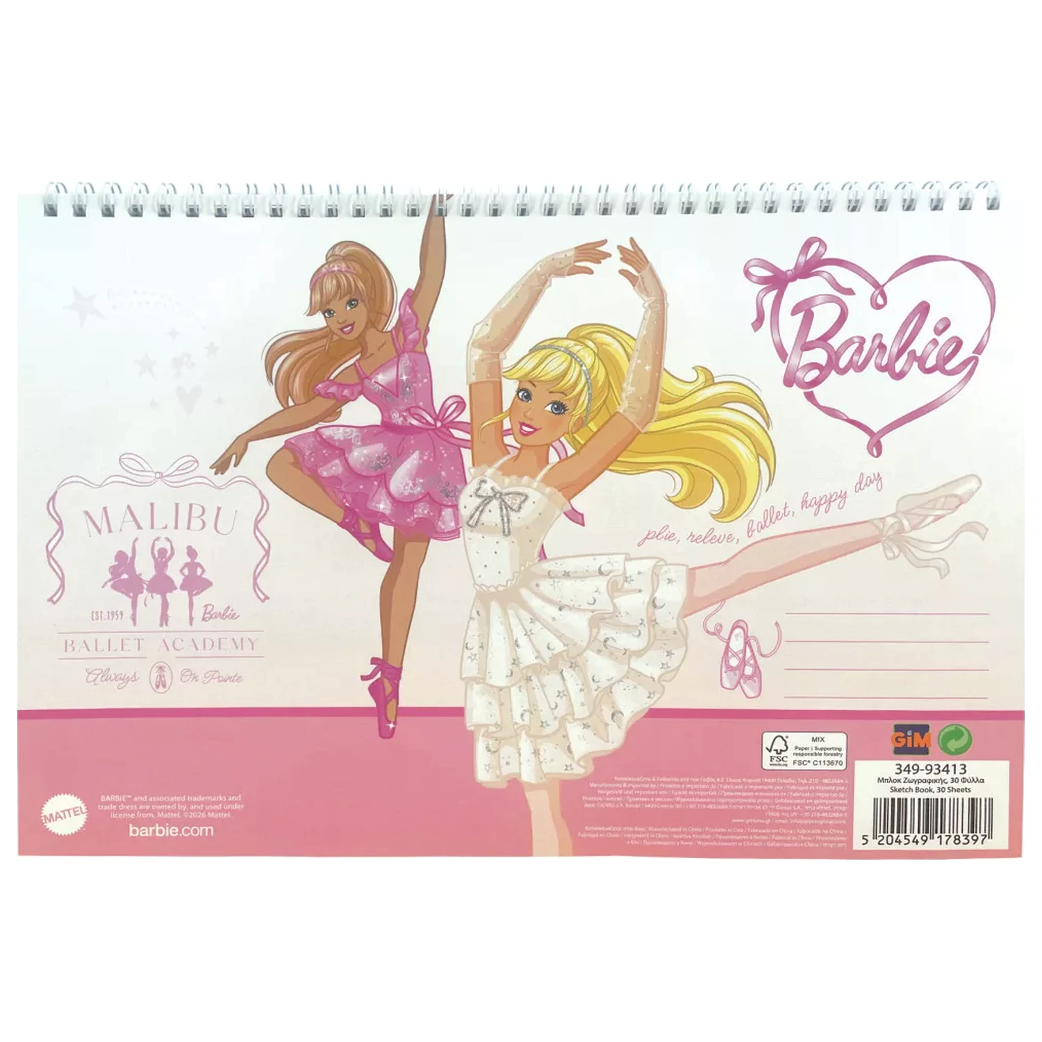 Barbie Ballerina A4 Spiral Skizzenbuch, 30 Blatt Produktfoto