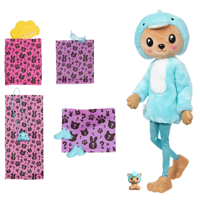 Barbie Chelsea Cutie Reveal Serie Costumes Dolphin Bear Puppe termékfotó