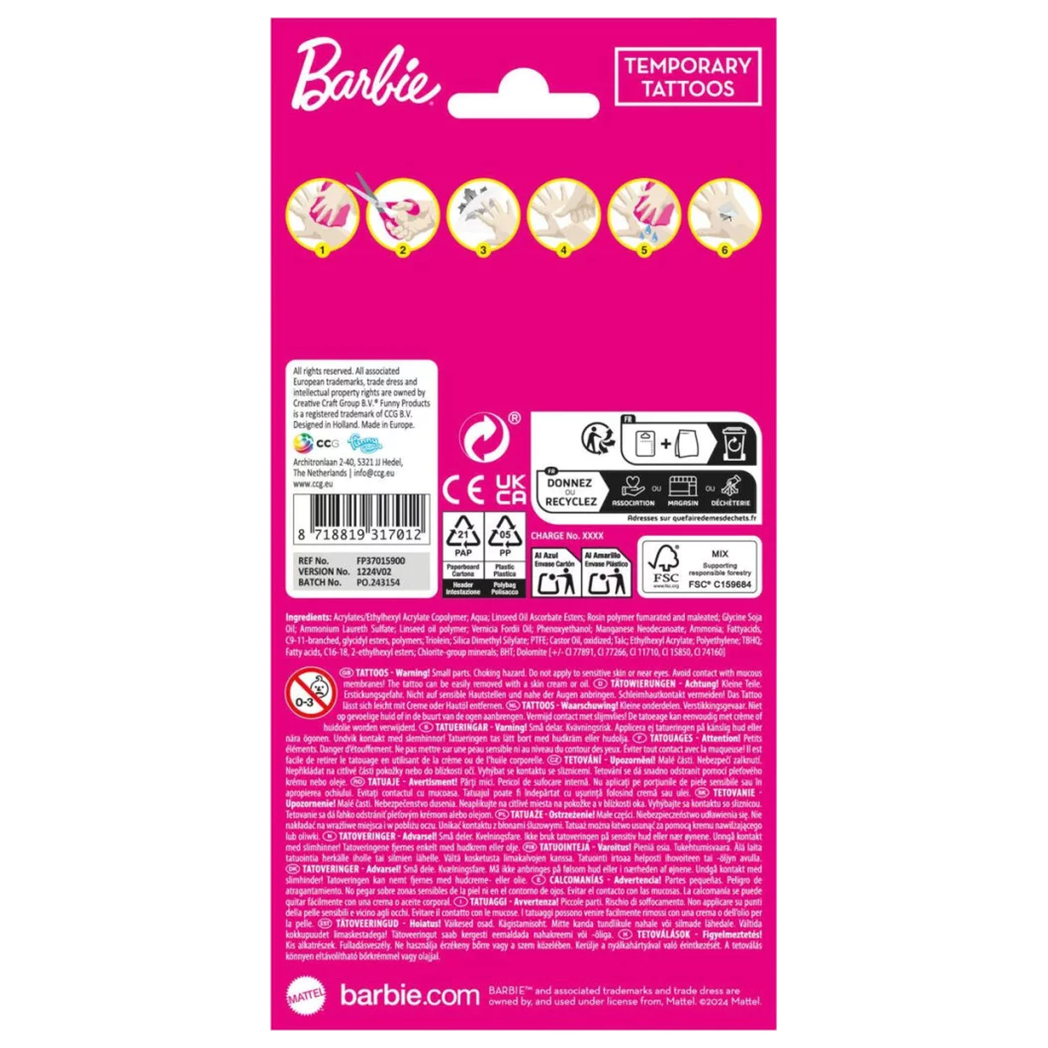 Barbie Crew Tattoo 12-teilig Produktfoto