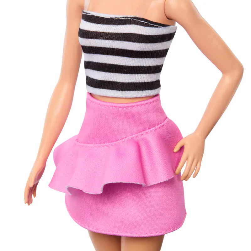 Barbie Fashionista Top Striped Pink Skirt Puppe termékfotó