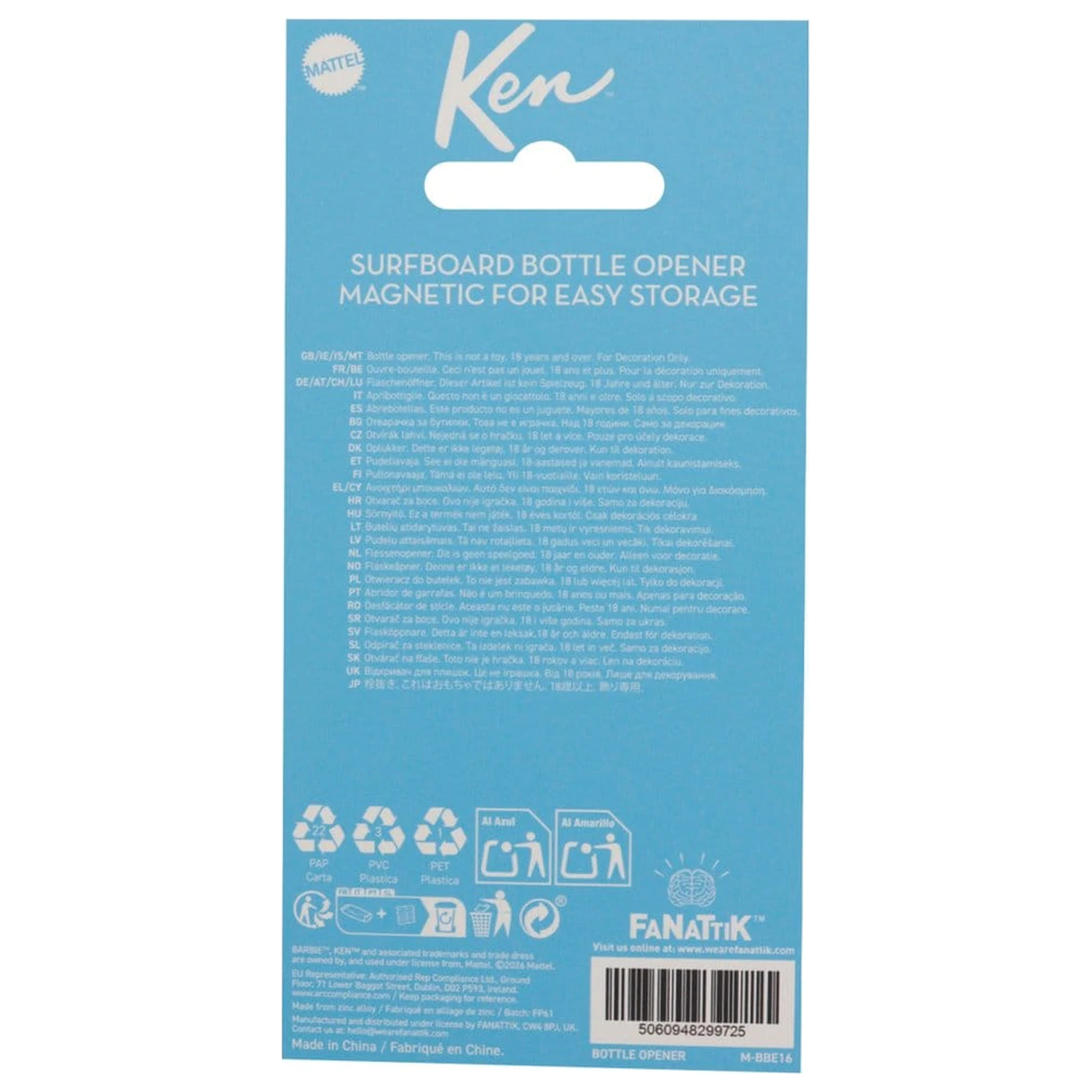 Barbie Flaschenöffner Ken Surfboard magnetisch Produktfoto