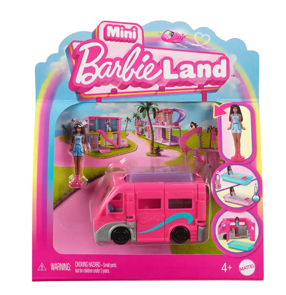 Barbie Mini BarbieLand Puppe und Fahrzeug DreamCamper mit Pool 4 cm Produktfoto