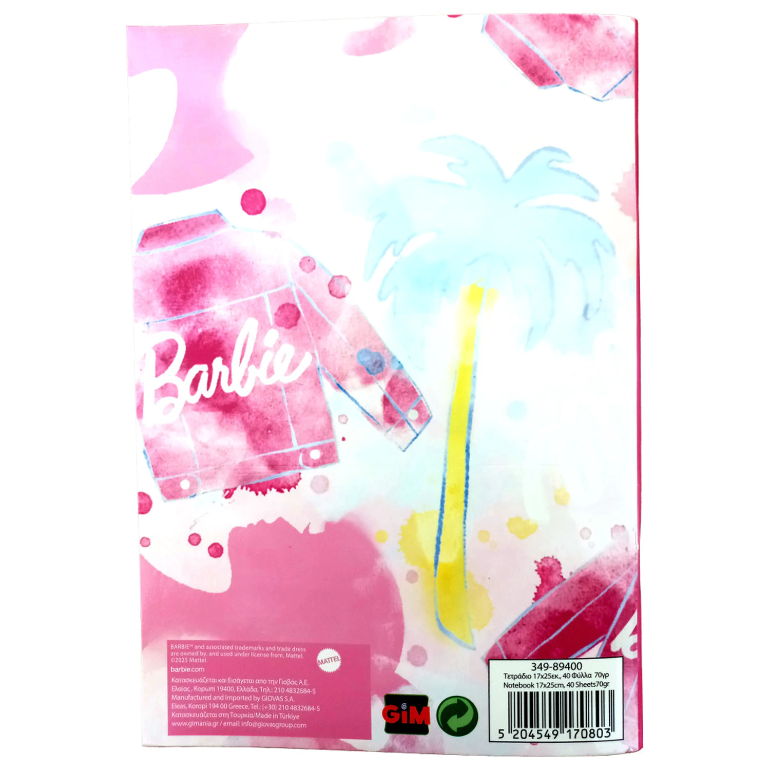 Barbie Paints B/5 liniertes Notizbuch, 40 Seiten Produktfoto